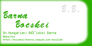 barna bocskei business card